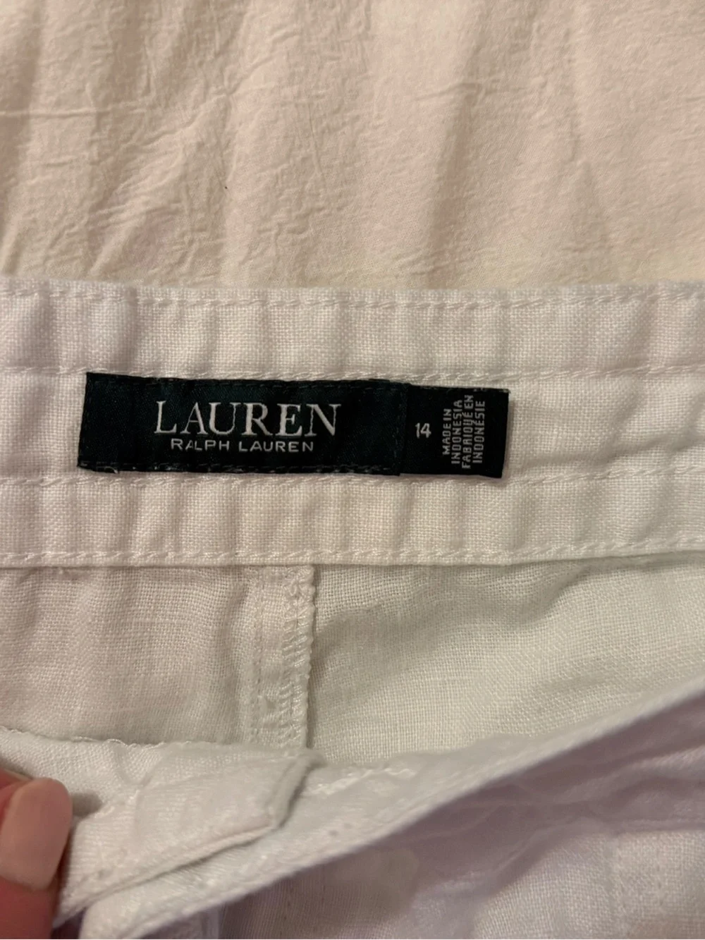 Ralph Lauren White 100% Linen Pants with Elastic Drawstring Waist - Picture 2 of 11